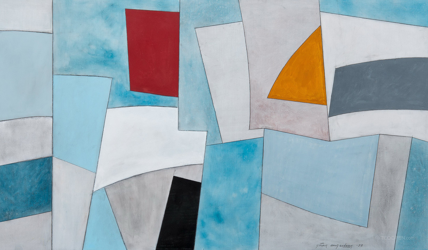 芬兰画家戈兰·奥古斯顿抽象几何油画作品欣赏-05