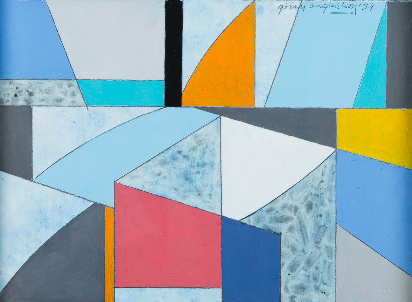 芬兰画家戈兰·奥古斯顿抽象几何油画作品欣赏-10