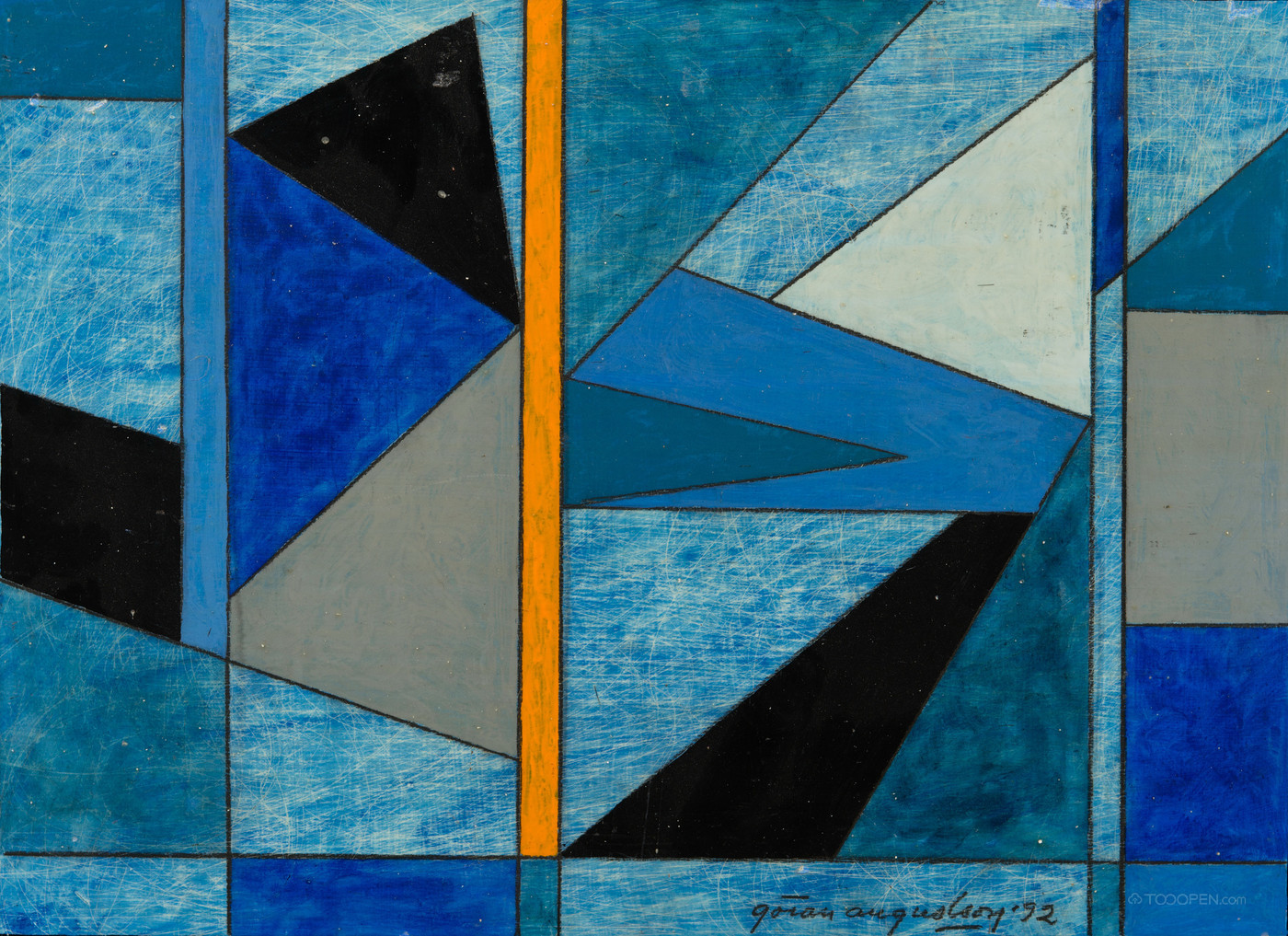 芬兰画家戈兰·奥古斯顿抽象几何油画作品欣赏-19
