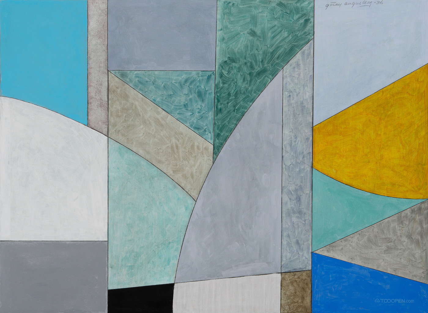 芬兰画家戈兰·奥古斯顿抽象几何油画作品欣赏-20