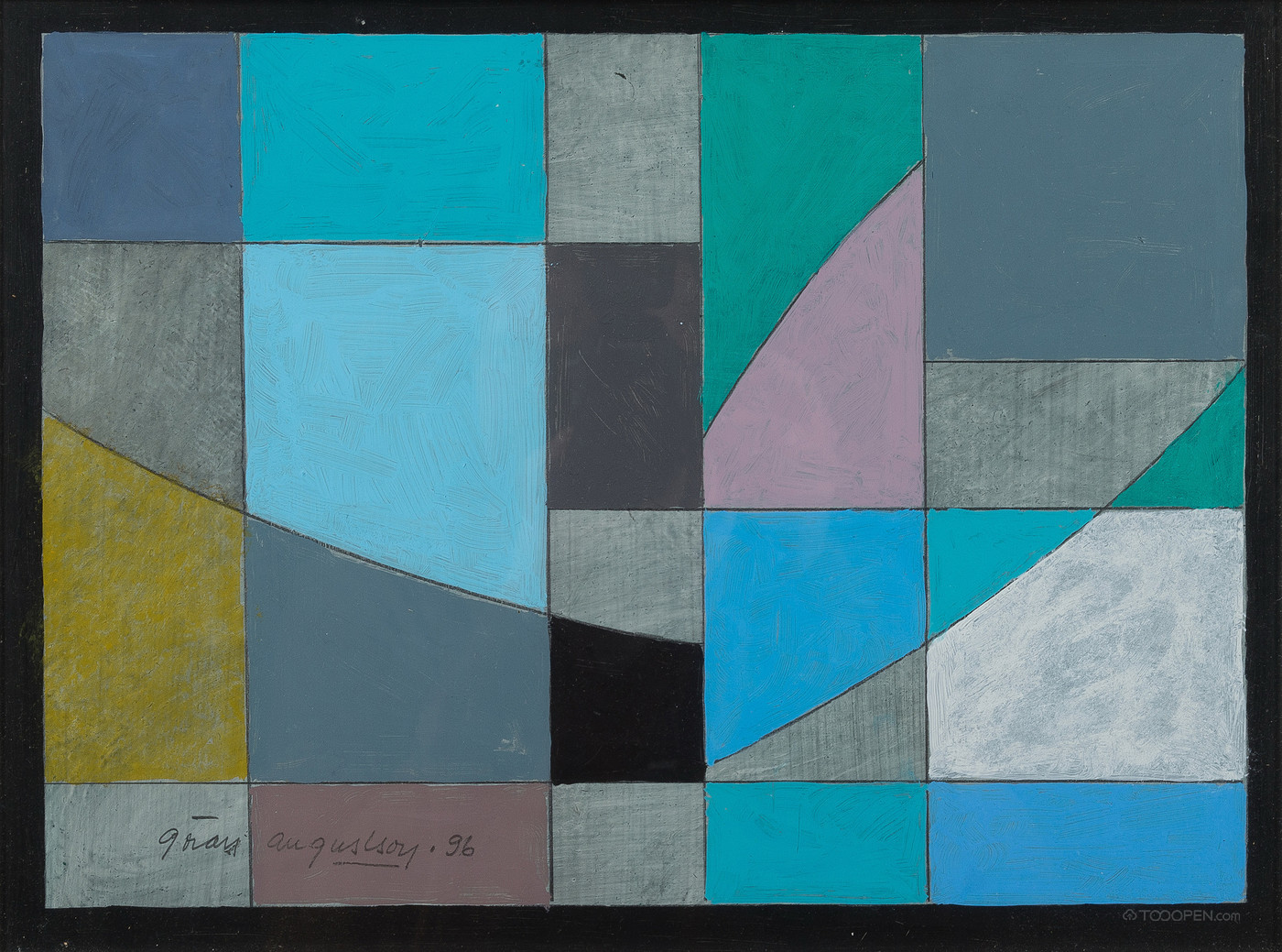 芬兰画家戈兰·奥古斯顿抽象几何油画作品欣赏-22