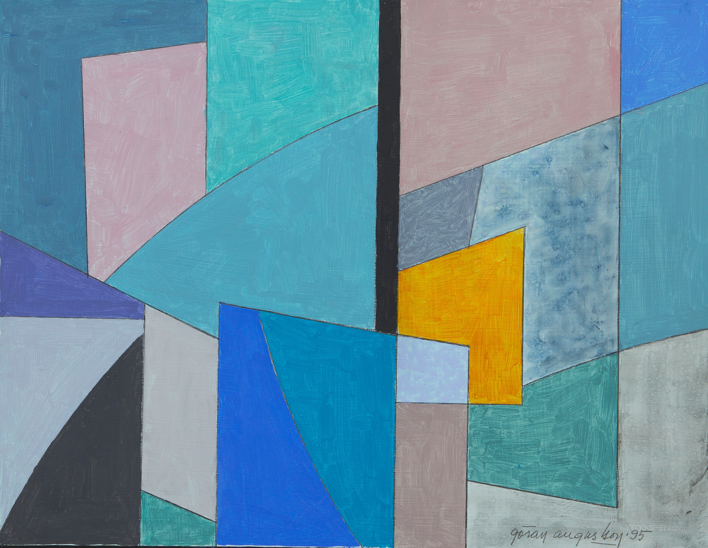 芬兰画家戈兰·奥古斯顿抽象几何油画作品欣赏-26