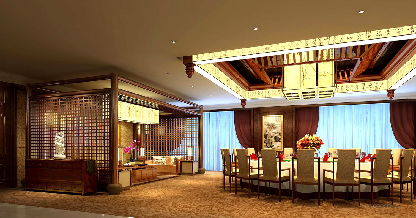 中式风格豪华餐厅装修设计图片欣赏-01