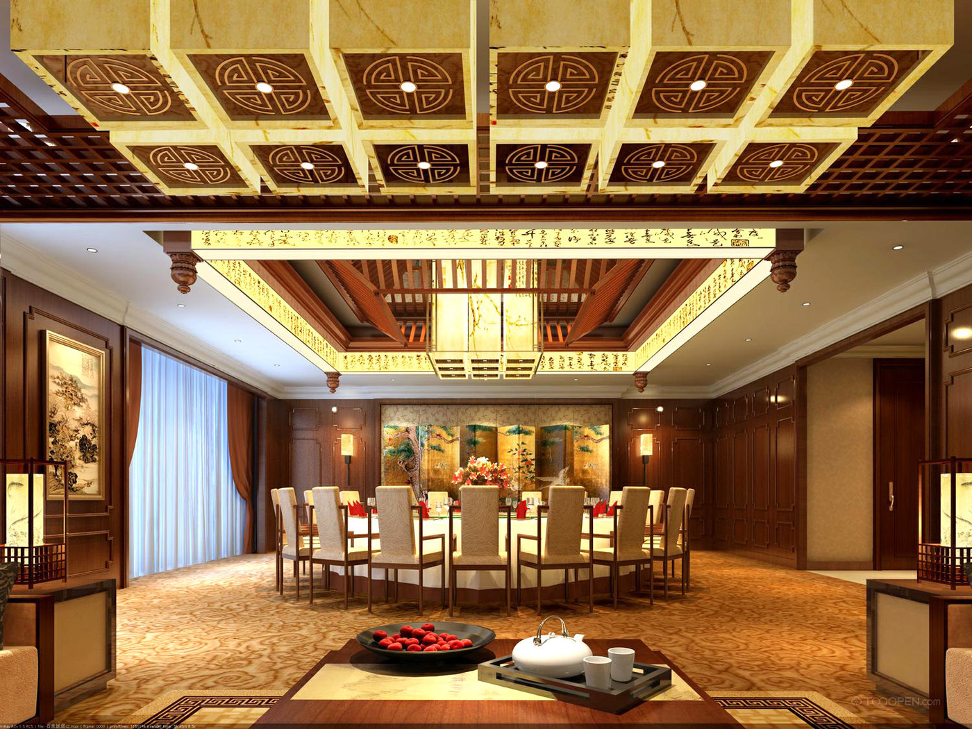 中式風格豪華餐廳裝修設計圖片欣賞-14