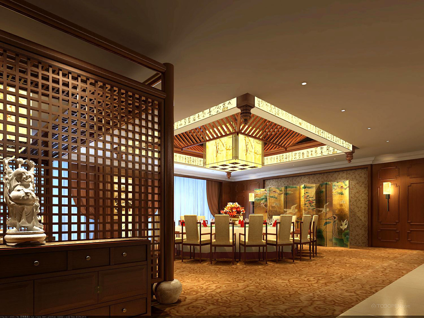 中式风格豪华餐厅装修设计图片欣赏-15