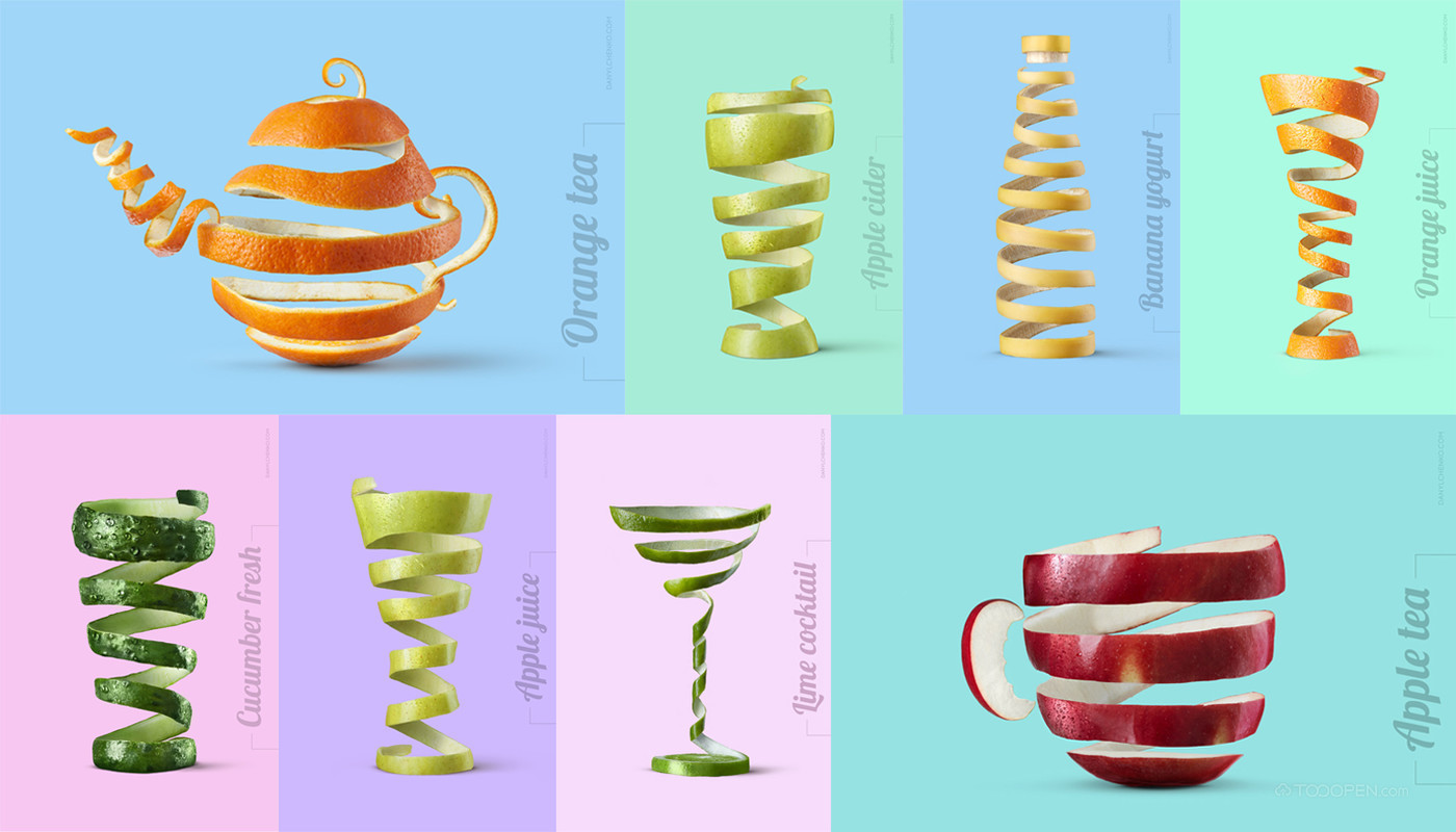 创意果皮器皿造型饮品广告海报设计欣赏-01