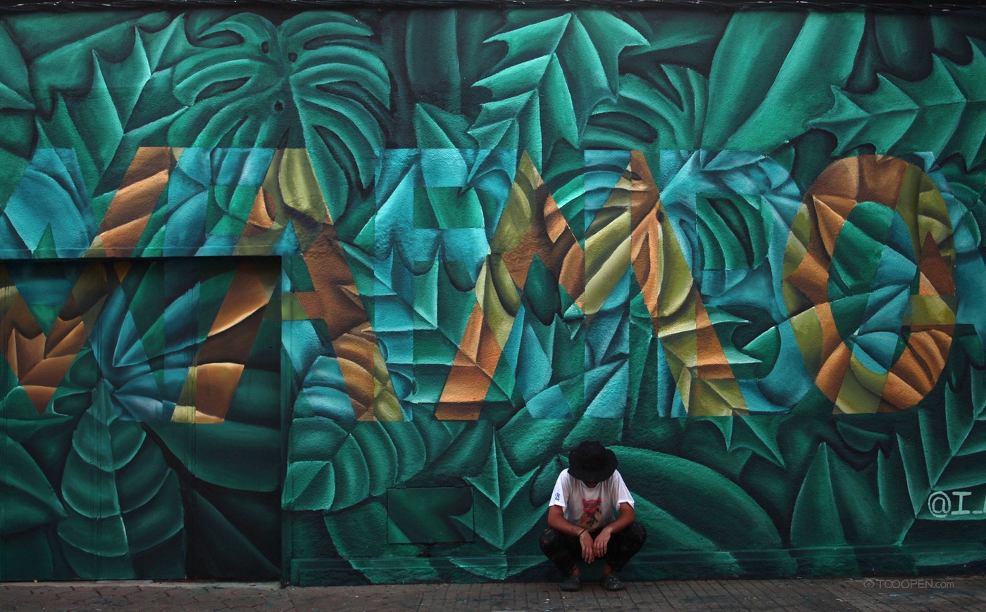 绿色植物大型墙绘作品图片-03