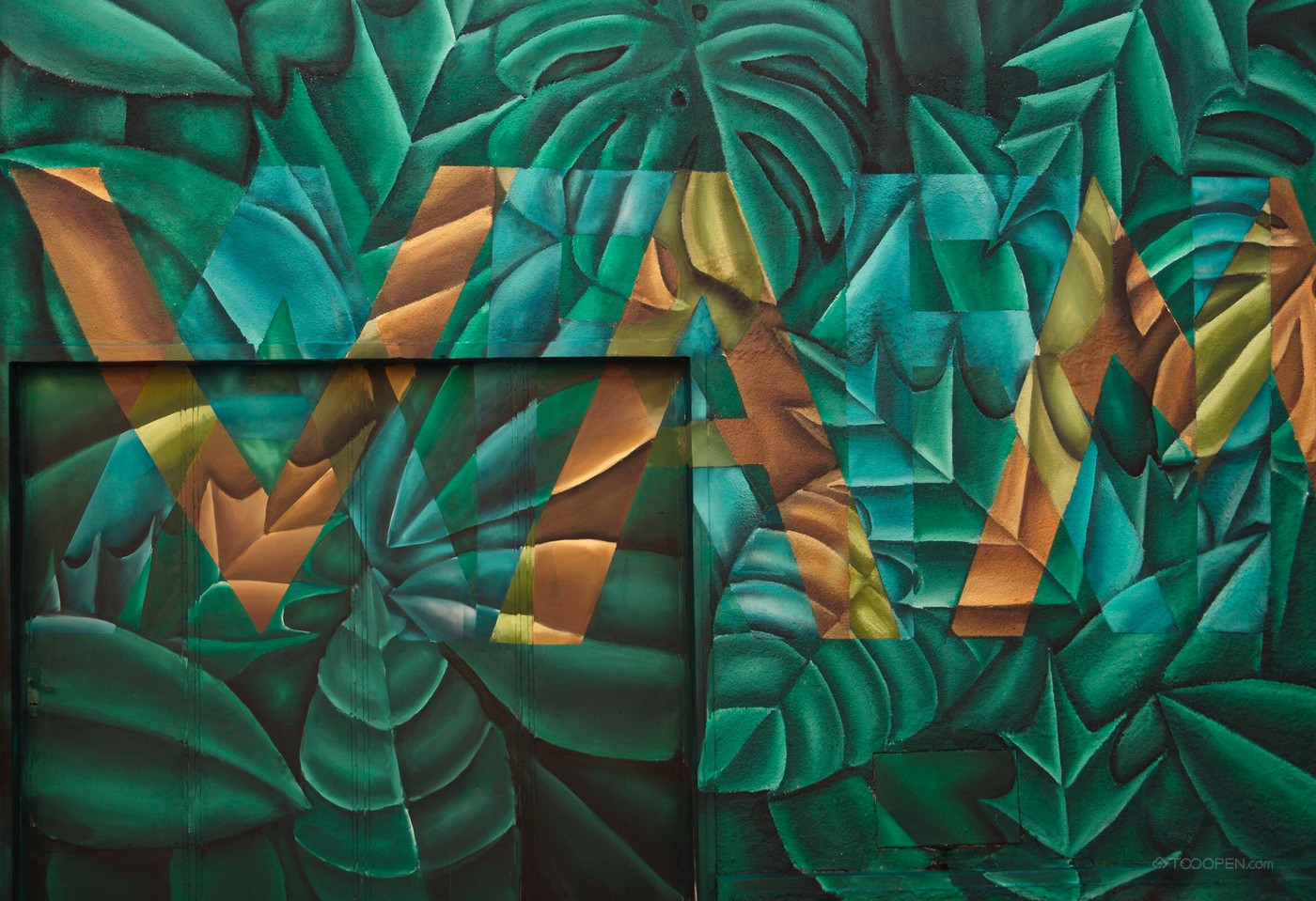 绿色植物大型墙绘作品图片-04