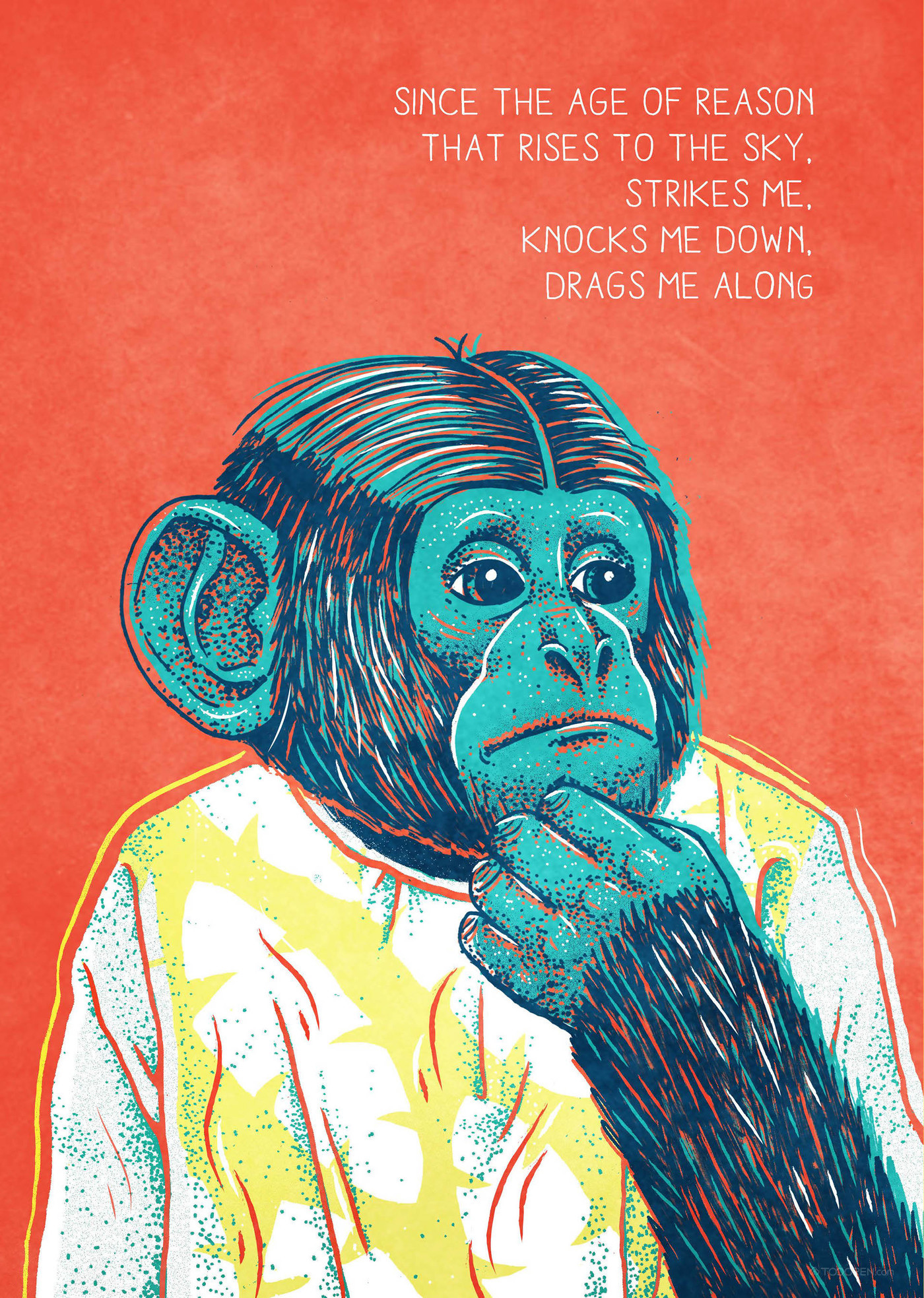 猴子小狗手绘商业插画作品欣赏-05