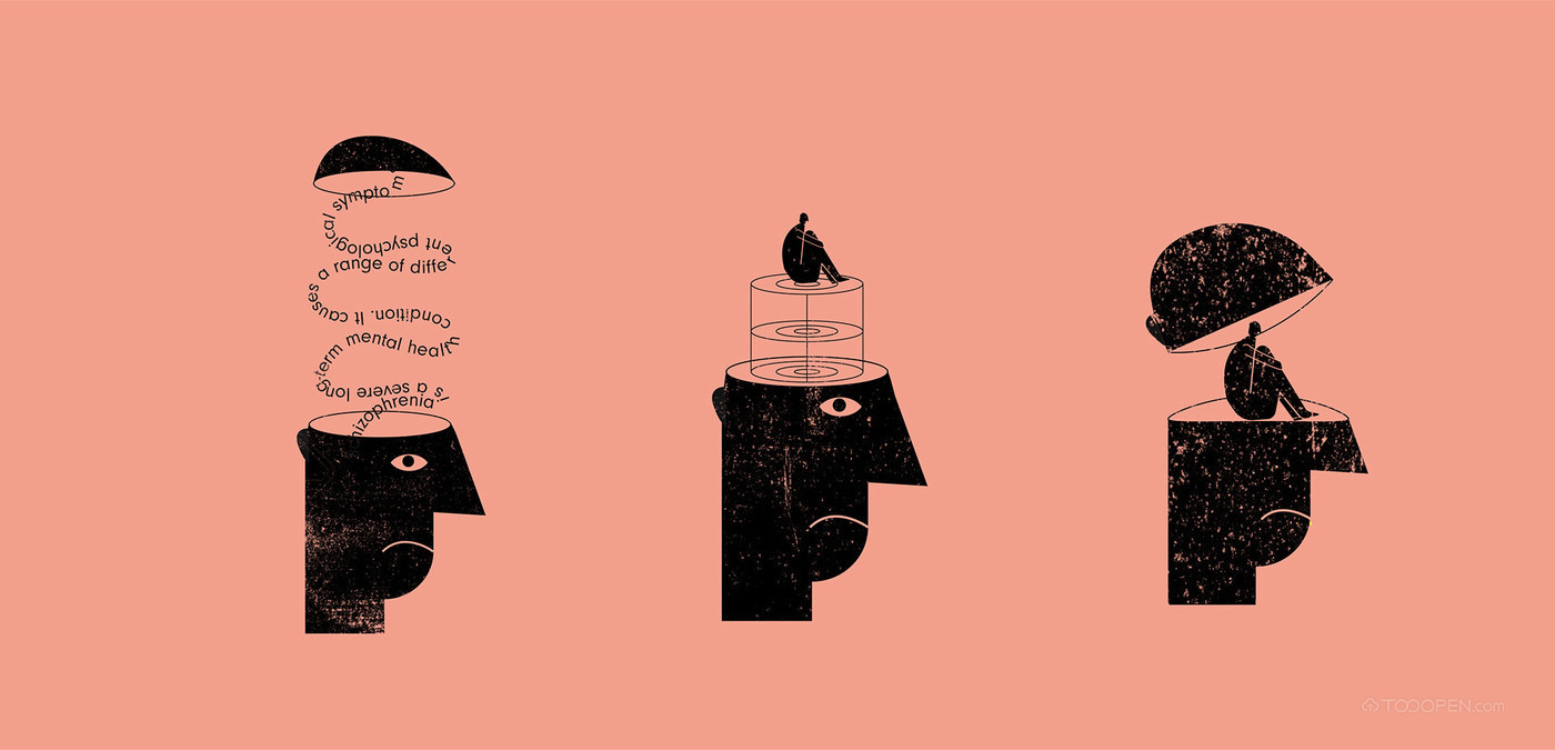 抽象人脑图形焦虑抑郁症海报设计欣赏-08