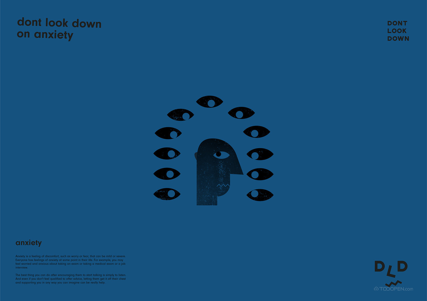 抽象人脑图形焦虑抑郁症海报设计欣赏-09