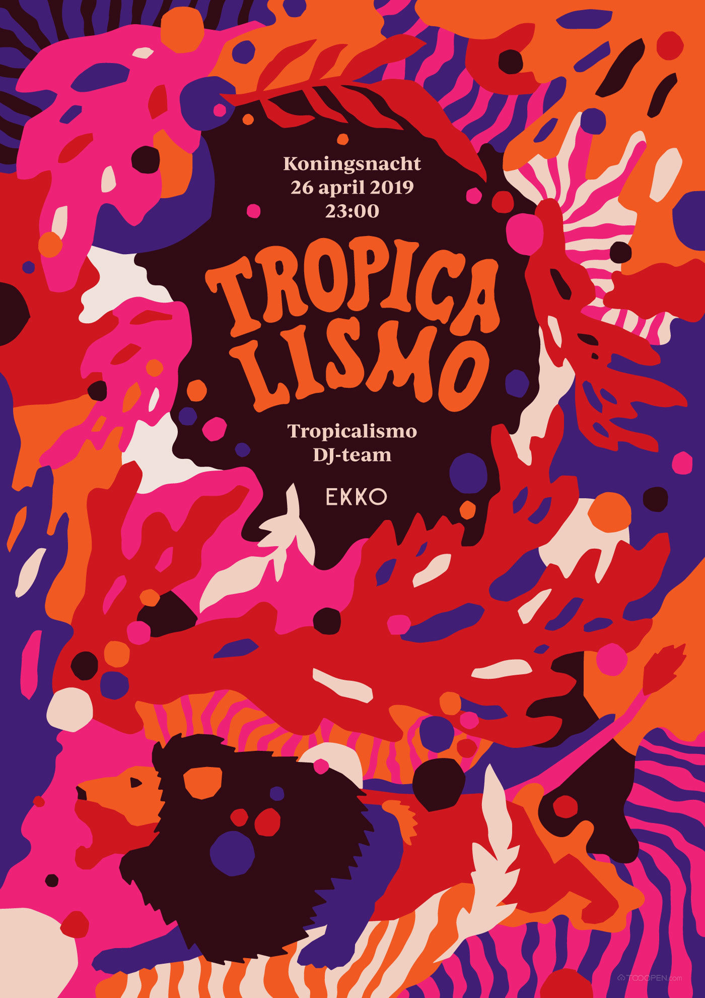 炫酷热带植物tropicalismo舞曲海报设计欣赏-01