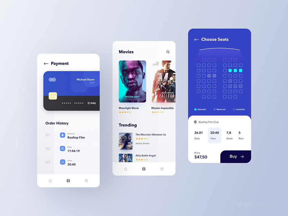 国外电影购票APP界面设计案例-01