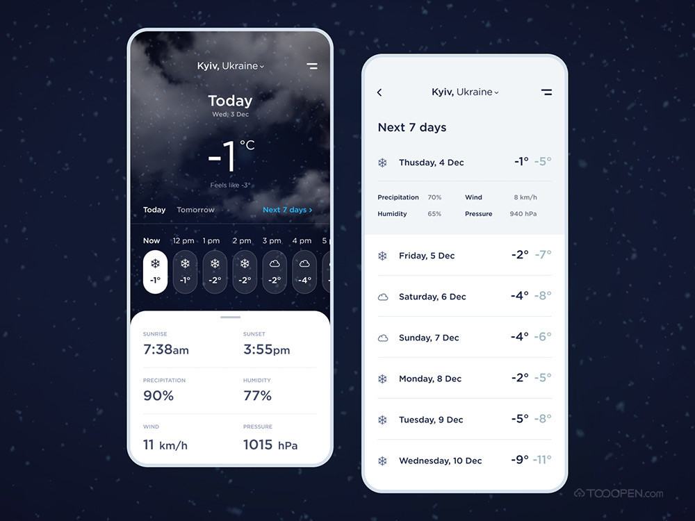 国外天气预报APP界面设计案例作品-09