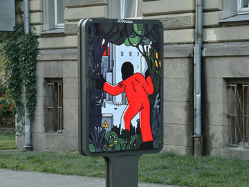 街头灯箱广告创意墙绘作品图片