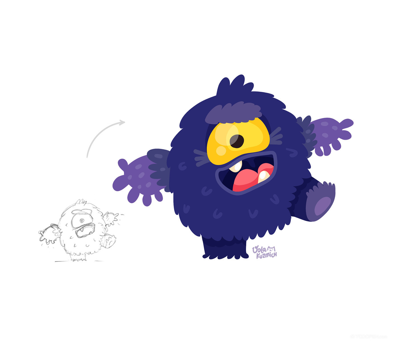 紫色毛茸茸的小怪物吉祥物设计欣赏-01