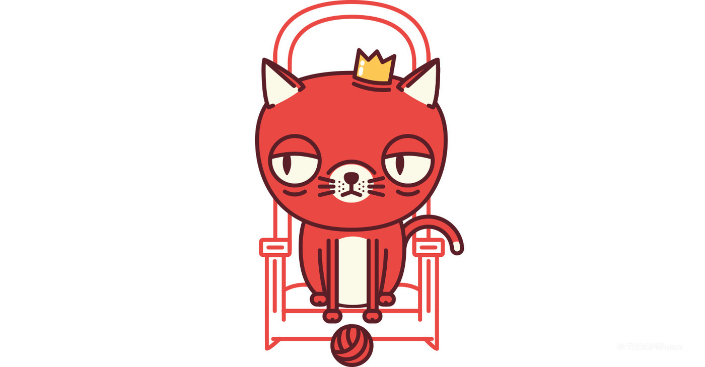 红黄双色猫狗吉祥物设计欣赏-09