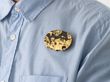 天然石木材质金箔胸针饰品设计欣赏