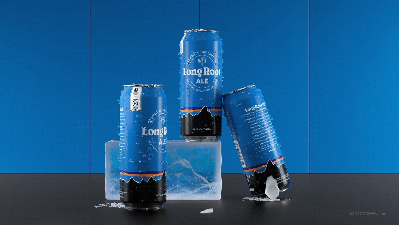 蓝色雪山元素啤酒包装设计欣赏-01