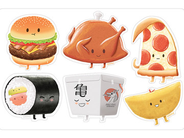 卡通漢堡炸雞商業插畫作品圖片