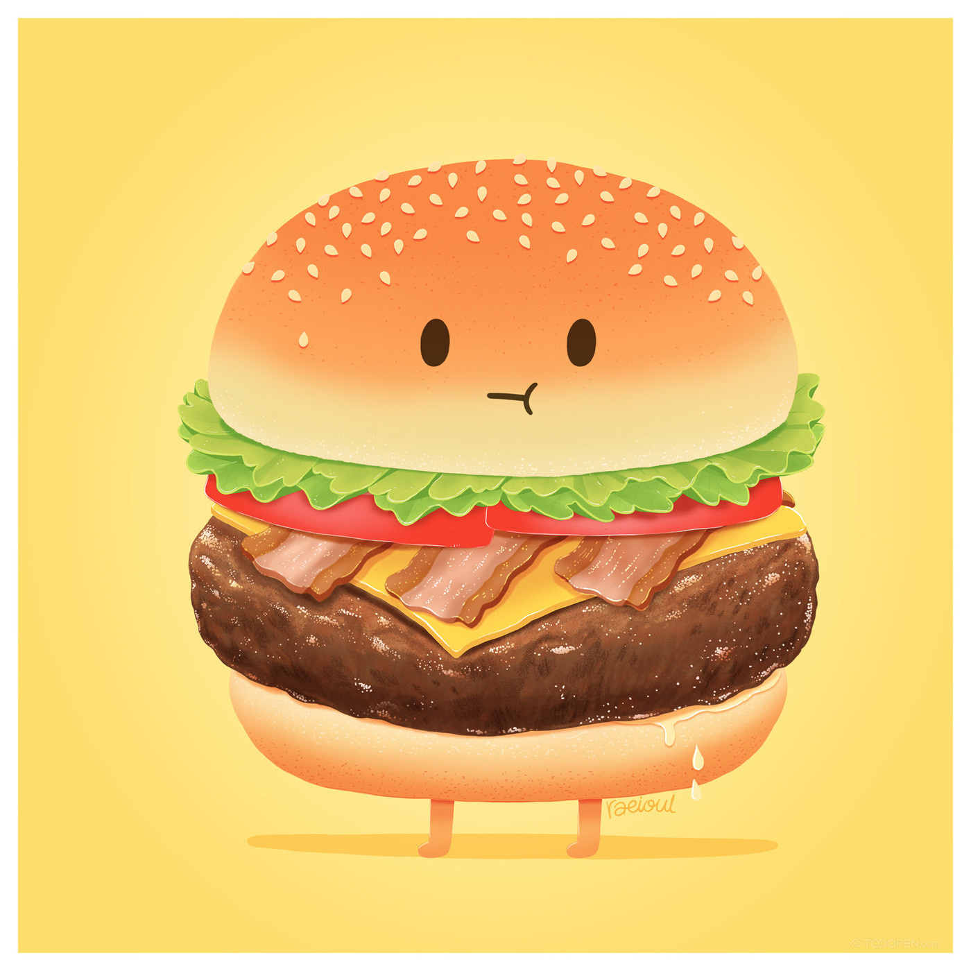 彩色手绘汉堡美食元素图片素材免费下载 - 觅知网