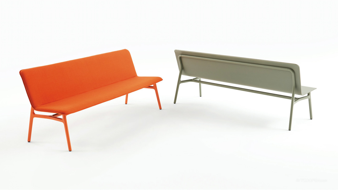 极简倒置Y型框架长椅家具设计欣赏-03