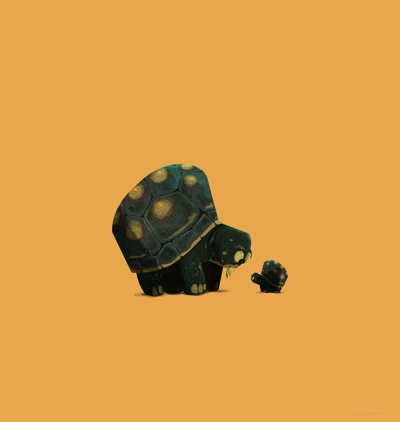 可爱的手绘小乌龟动物插画作品图片-03