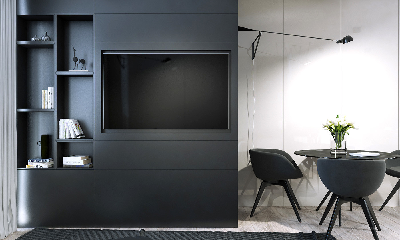 黑色调时尚的工业风格loft家装设计图片作品-05