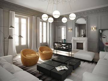 优雅的灰色调现代简约风格二居室家装设计作品