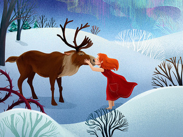 高清冰雪奇缘电影鹿和仙女手绘插画图片
