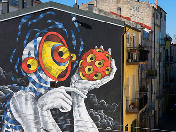 国外街头抽象人物墙绘作品图片