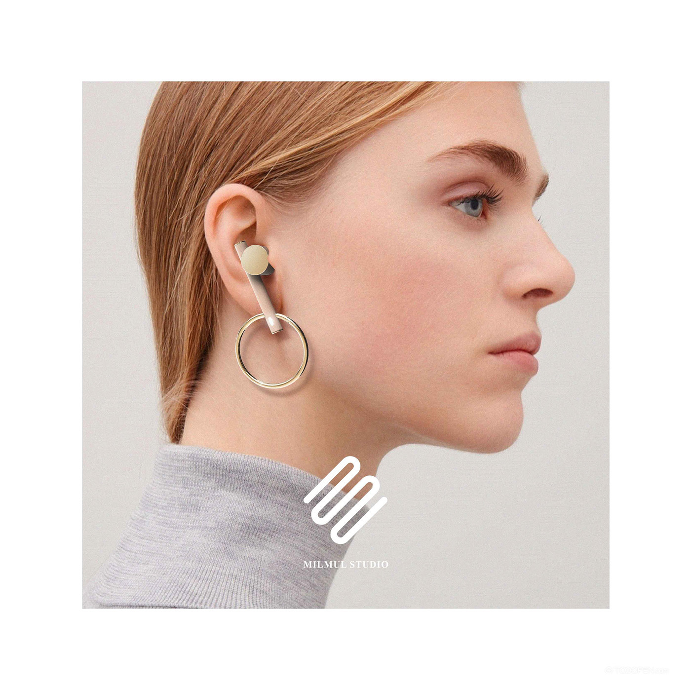 形似耳环的精致耳机产品设计高清图片-07