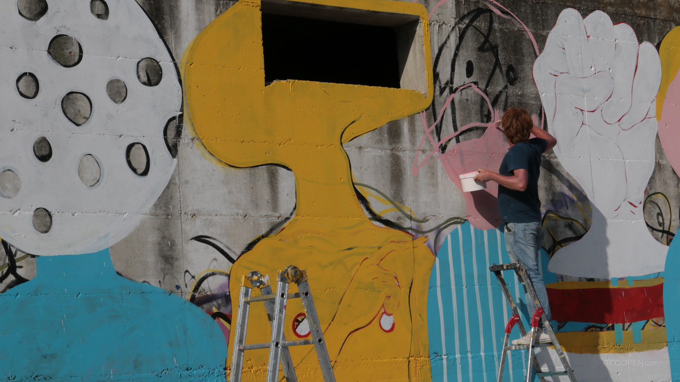 国外墙绘艺术家街头创作实拍-08