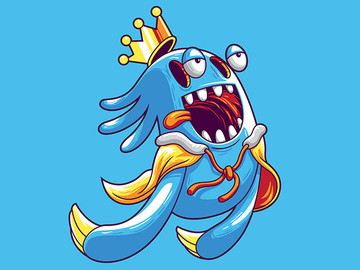 戴着皇冠的蓝色卡通形象动漫设计欣赏