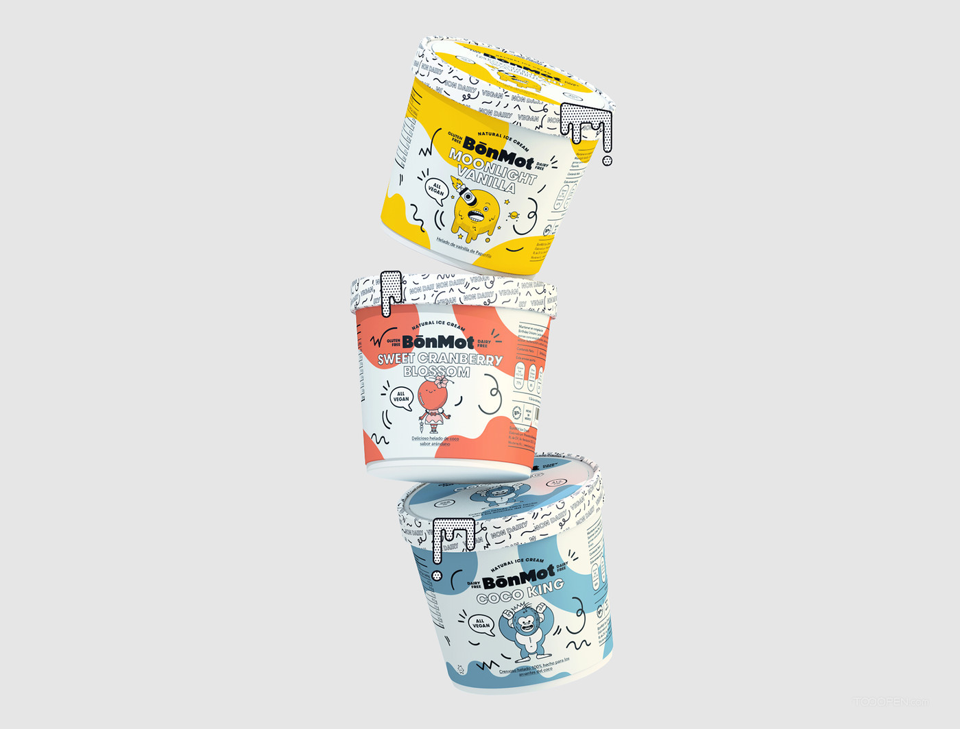 可爱小怪物冰淇淋食品包装设计作品欣赏-05
