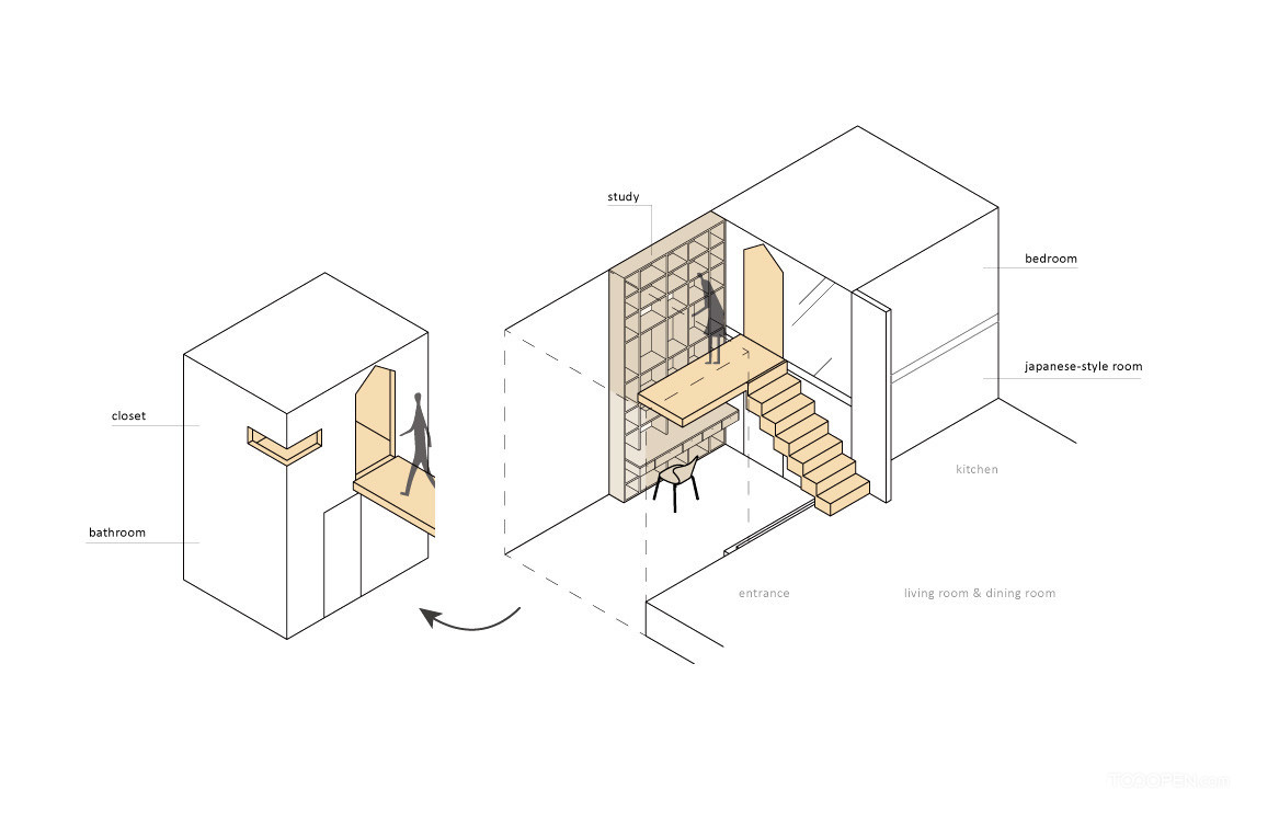 清新簡約的LOFT家裝設計作品圖片-22