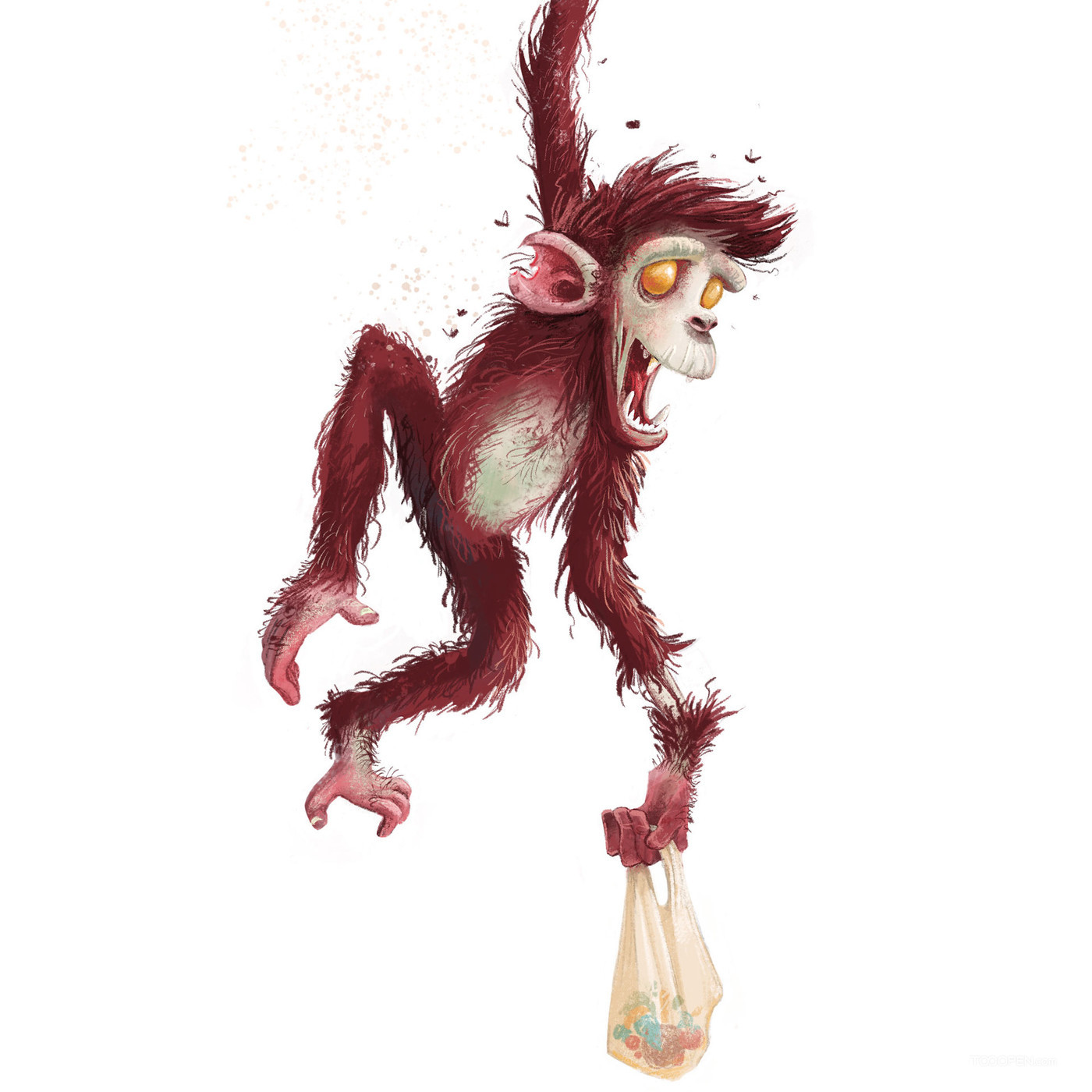 大树猴子骷髅插画作品欣赏-02