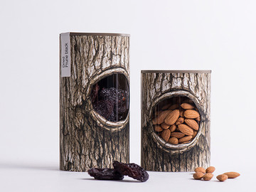树洞小食果干食品创意包装设计作品欣赏