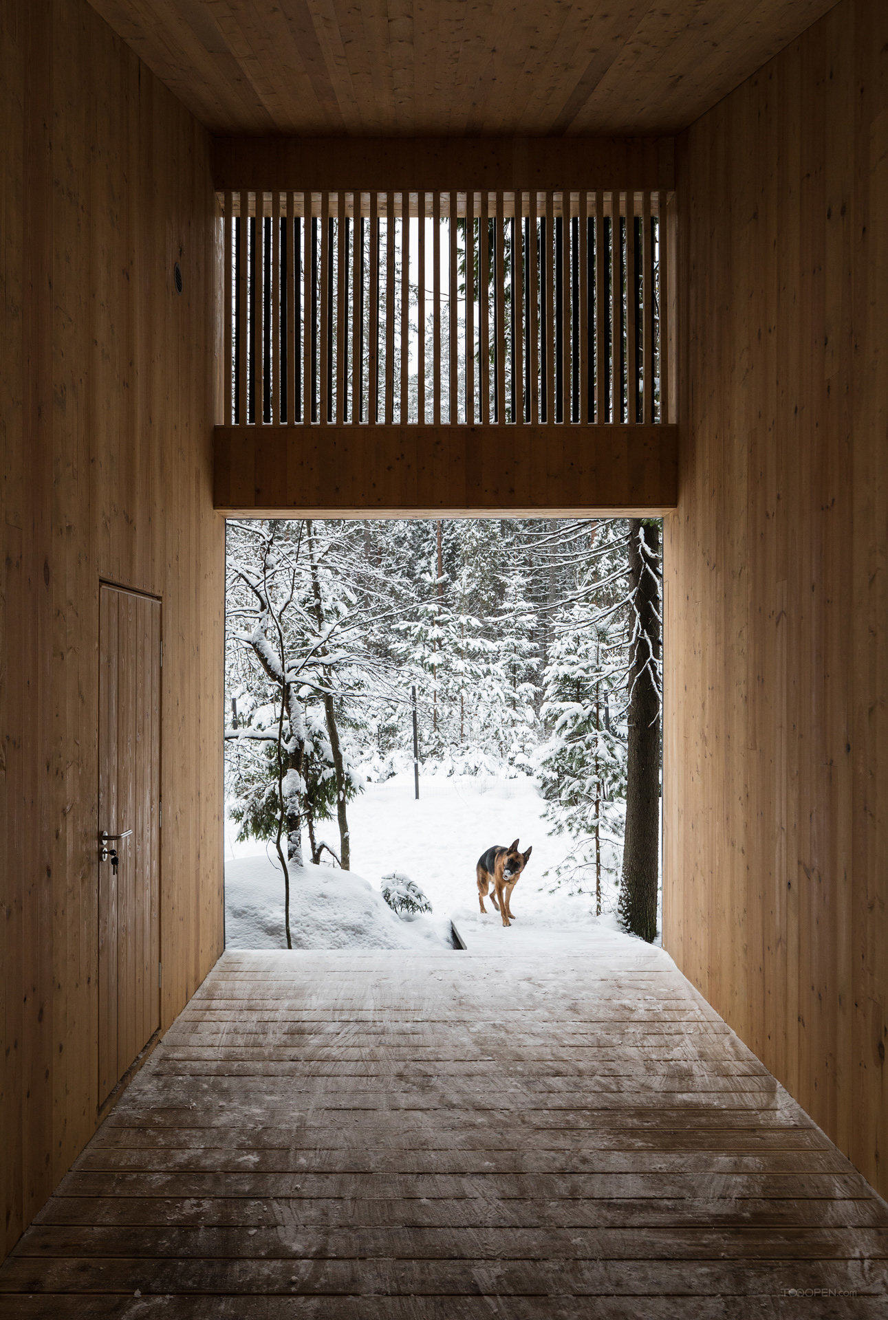 森林里的黑色木屋建筑设计作品-04