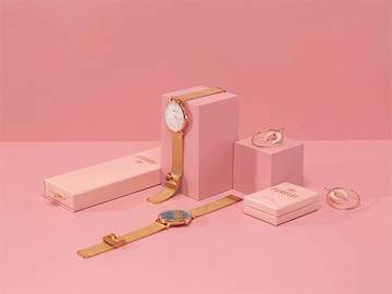 粉色女士精美手表产品广告摄影图片欣赏