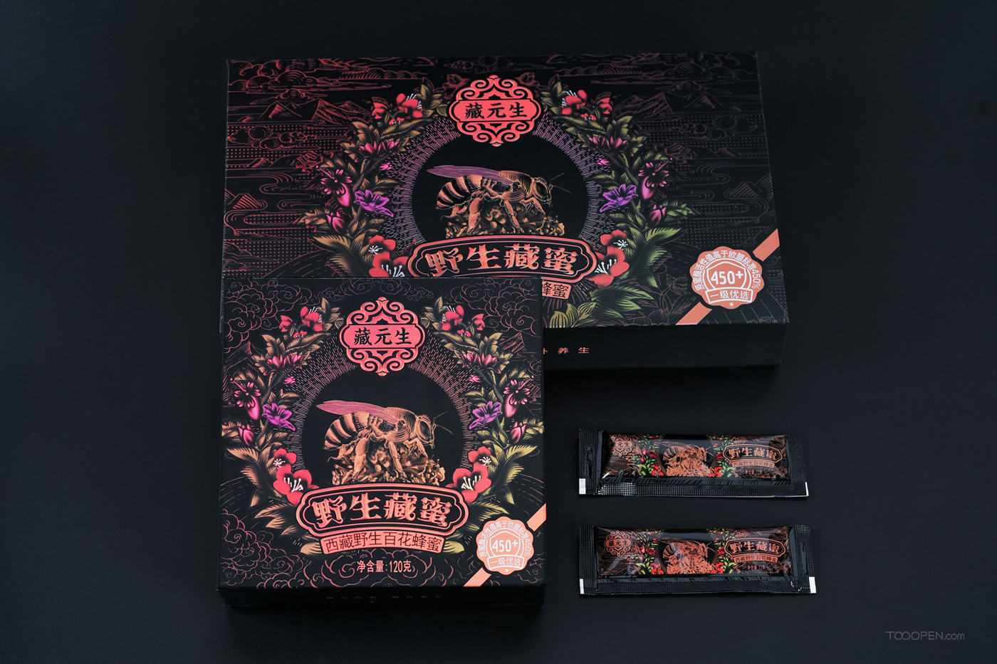 西藏野生百花蜂蜜高端食品包装设计作品欣赏-05