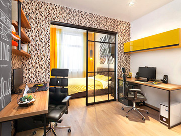 黄色调北欧风格公寓家装设计图片