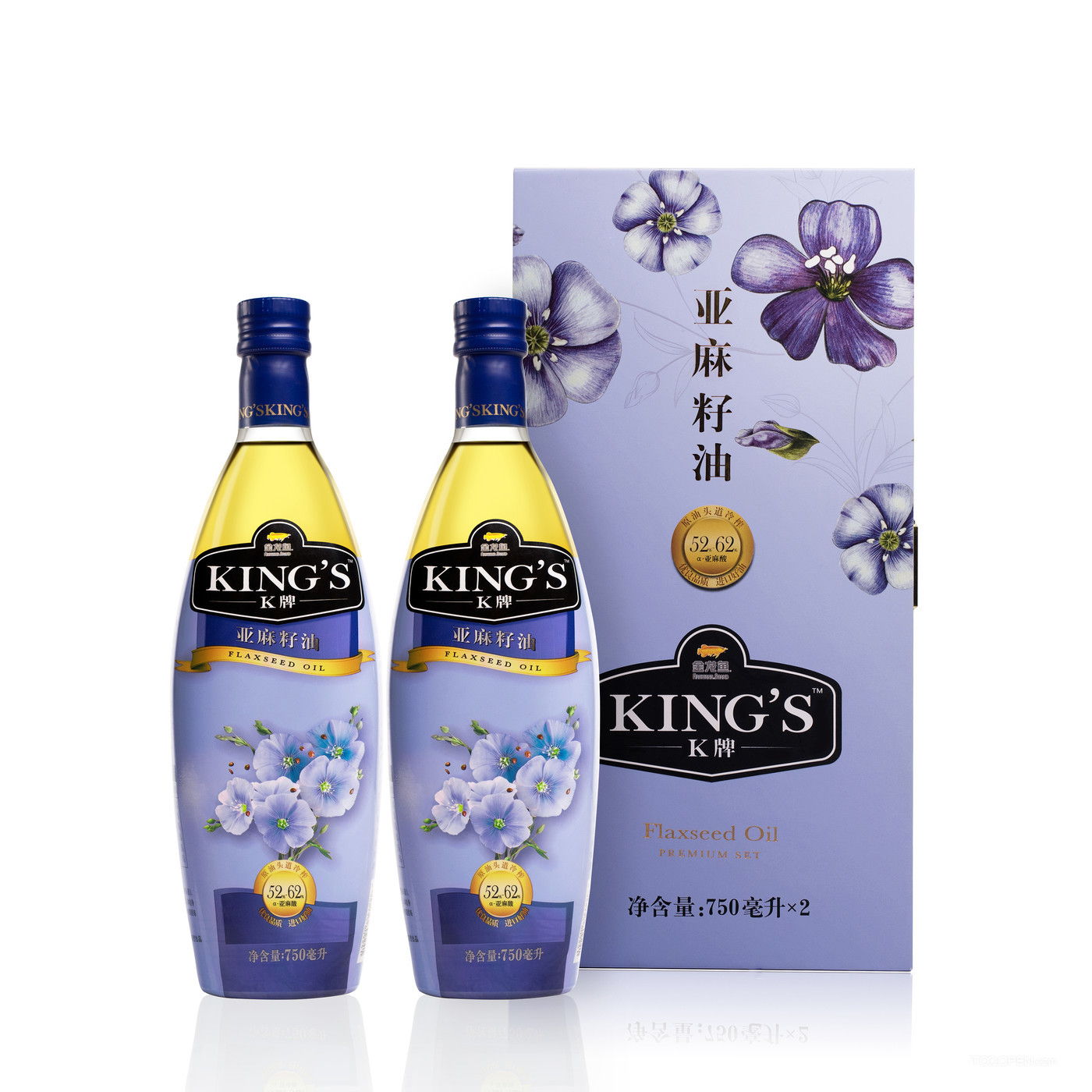 KING`S亚麻籽油高端食用油包装设计作品欣赏-01