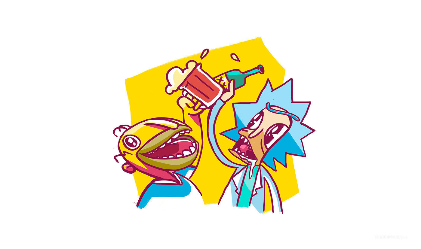 两个喝酒的男人动漫设计欣赏-03