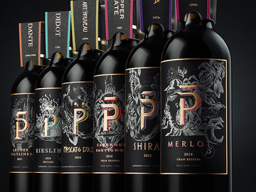 高端黑色經典葡萄酒飲品包裝設計作品欣賞