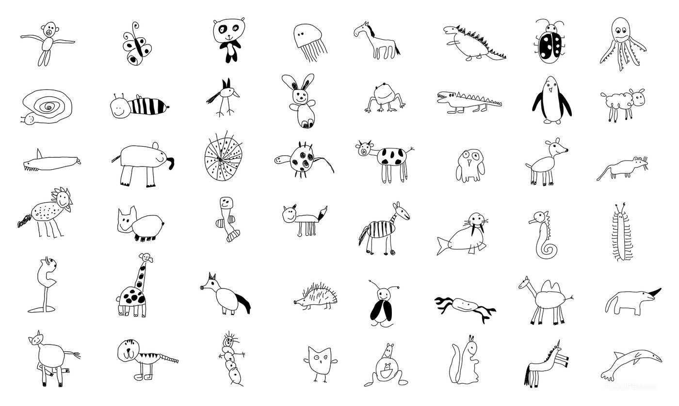 手绘指示标志动物简笔画设计图片-09