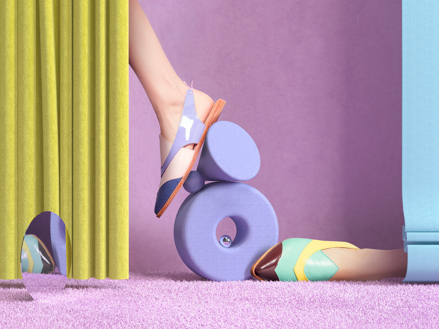 国外女士高跟鞋产品创意广告摄影图片-01