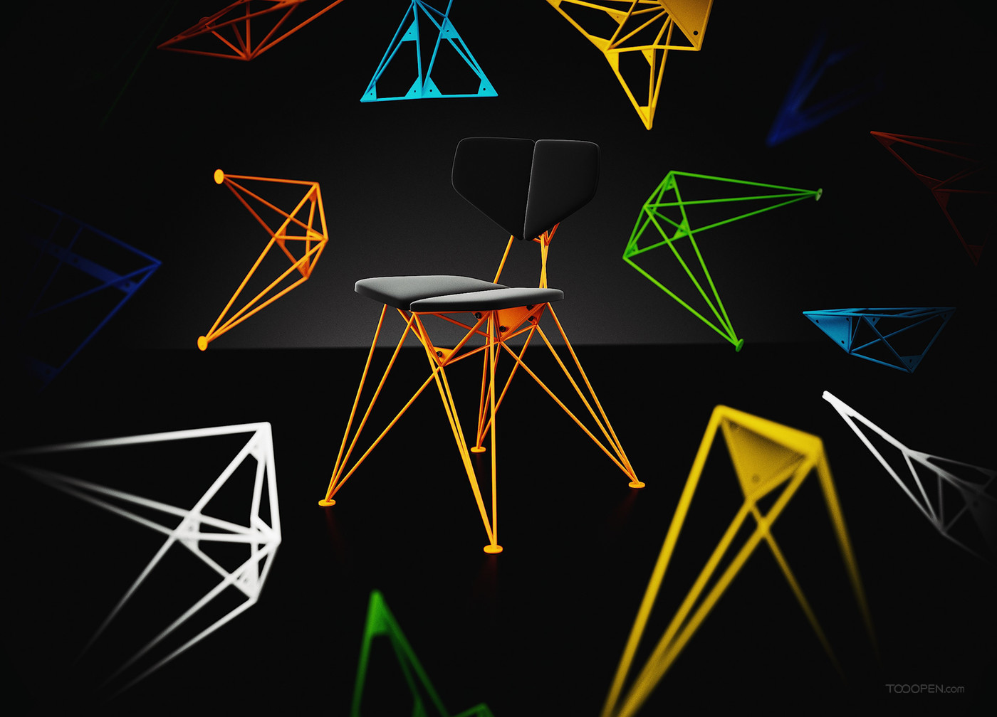 可折叠的星型金属椅家具产品设计欣赏-06