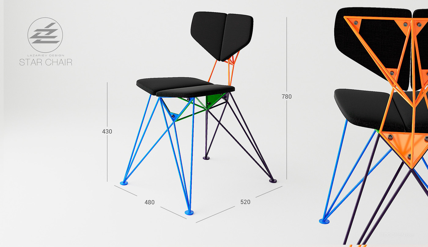 可折叠的星型金属椅家具产品设计欣赏-07