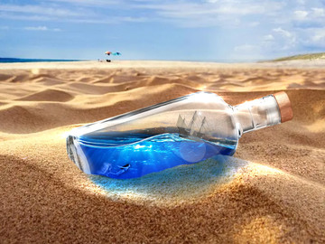 海边的瓶子，沙子上的瓶子